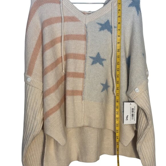 POL Bohemian Style American Flag-Inspired Pullover Hoodie Sweater Size M - Picture 6 of 12